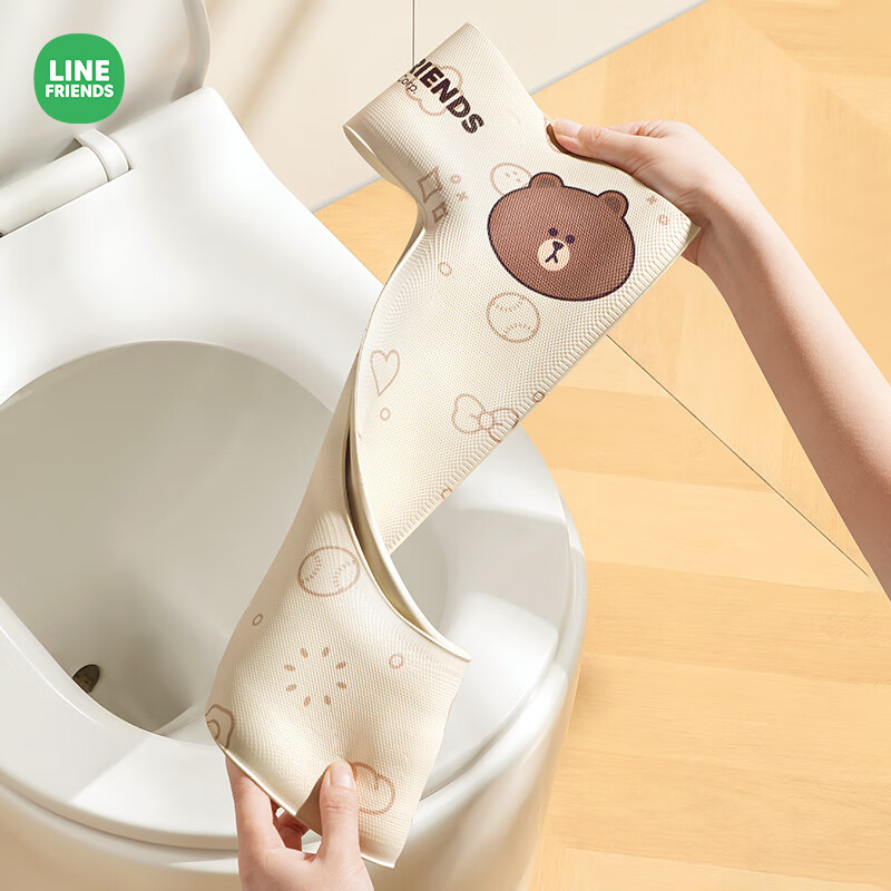 Creative art马桶圈马桶垫子保暖秋冬季加绒防水坐便垫套粘贴式拉链款四季通用 【联名新款】白色布朗熊1个