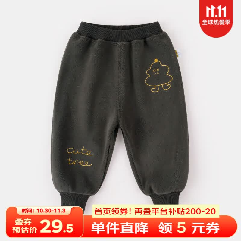 嘟嘟家宝宝长裤秋冬新款儿童裤子秋季新款男童保暖束脚裤洋气童装 军绿色 90属于什么档次？