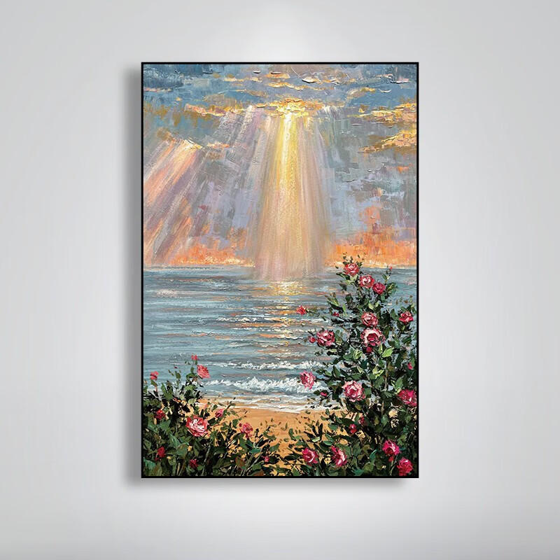 彩象原创手绘油画 雨过天晴 现代简美风景画玄关客厅餐厅大空间装饰画