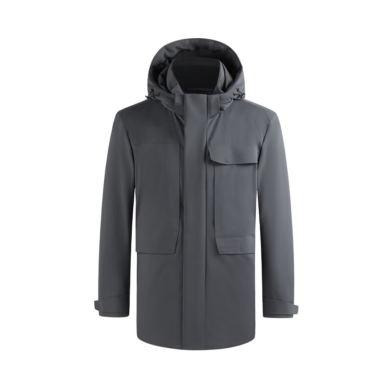 雅戈尔【鹅绒保暖紧实】羽绒服男秋冬保暖舒适亲肤3色连帽休闲外套男 灰色VLYW419887DTA S 165/88A