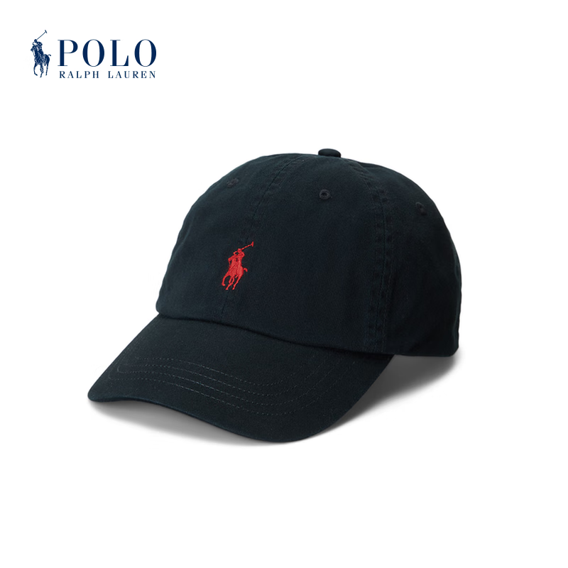 Polo Ralph Lauren 拉夫劳伦男女同款 经典款棉质卡其布棒球帽RL52487 001-黑色 ONE