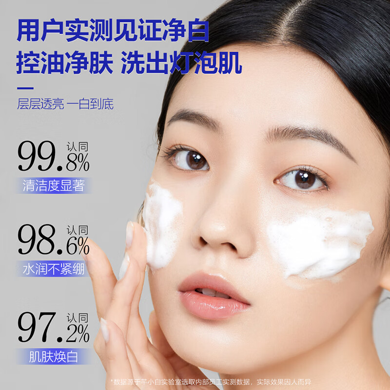 芊小白377美白祛斑洗面奶烟酰胺深层清洁控油温和女男士氨基酸洁面乳 两只装 200g(美白组合)