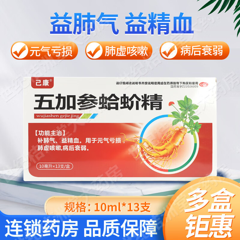 [己康] 五加参蛤蚧精 10ml*13支/盒 补肺气益精血 用于元气亏损 肺虚