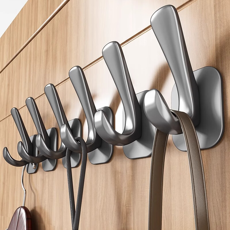 居臣仕掛鉤免打孔鞋柜衣柜衣服壁掛墻壁衣帽鉤浴室門后掛衣鉤進(jìn)門 槍灰色1只裝免打孔