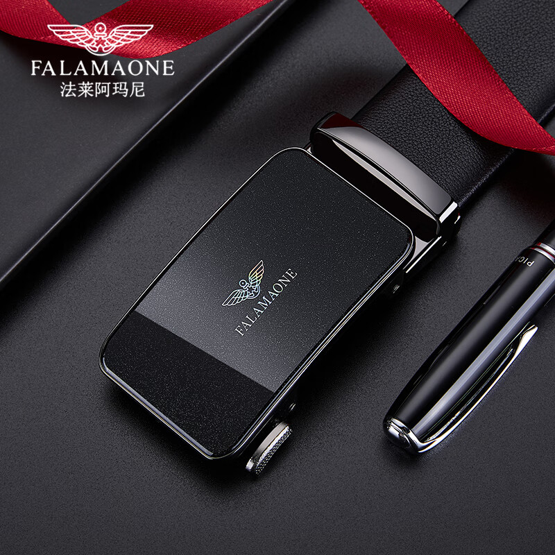 法莱阿玛尼(FALAMAONE)男士皮带男真皮自动扣腰带高端纯牛皮裤腰带生日礼物送男友老公 浪漫百搭|专柜礼盒|PD871 110cm -130cm具体联系客服备注