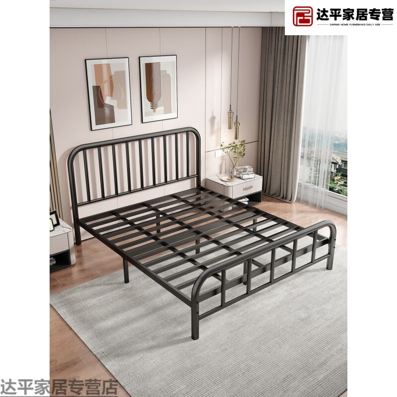 8米2米铁艺床出租房用铁艺双人床架防异响加厚 黑色加厚【日常款】
