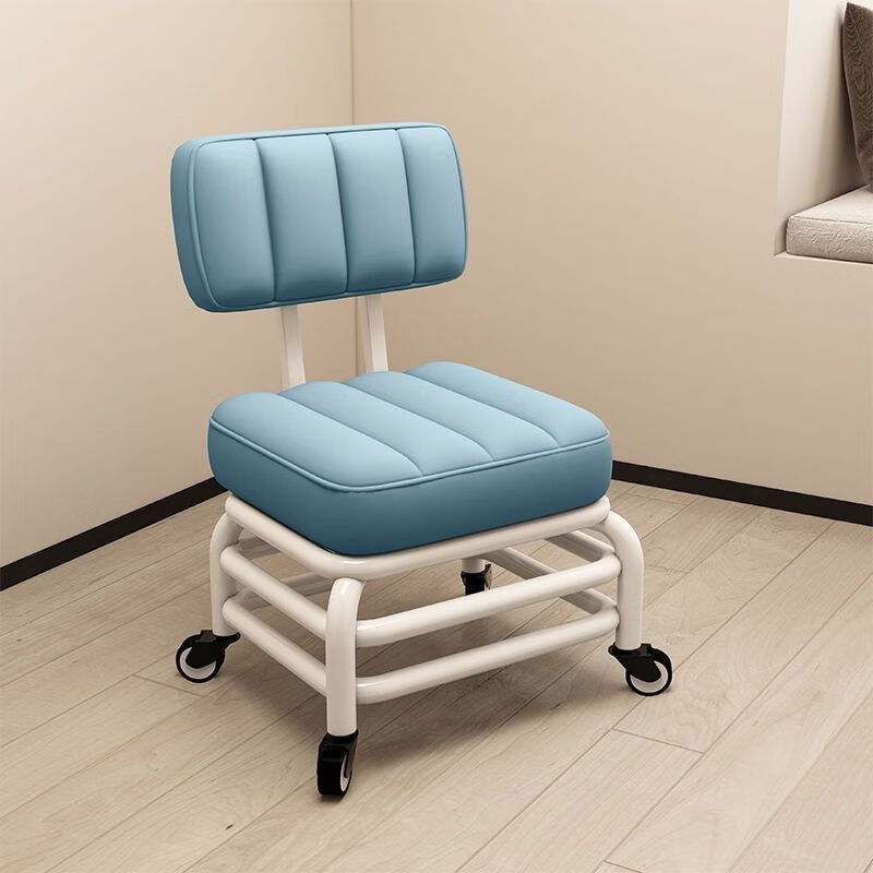 朵貌德国品质滑轮三层加固椅子矮凳万向轮小凳子带娃神器儿童靠背滑轮 三层加固更安全浅灰色(静音轮)