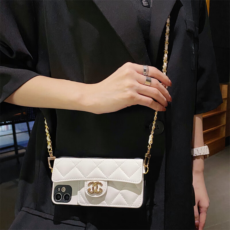 情侣兔华为nova15手机壳14活力版11/10斜挎背带13pro插卡7por零钱包6se轻奢5ipro小香风包9pro可装卡  白皮链条斜挎 其他型号请备注