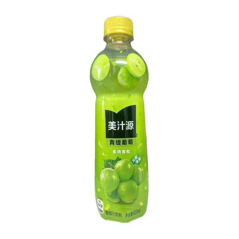 茗仟(mingqian)美汁源爽粒花语系列白青缇葡萄420ml*12瓶果味果汁