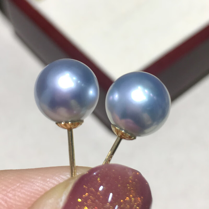 一北 日本真多麻耳钉 极强光akoya耳环 海水珍珠耳饰入门级简单素钉