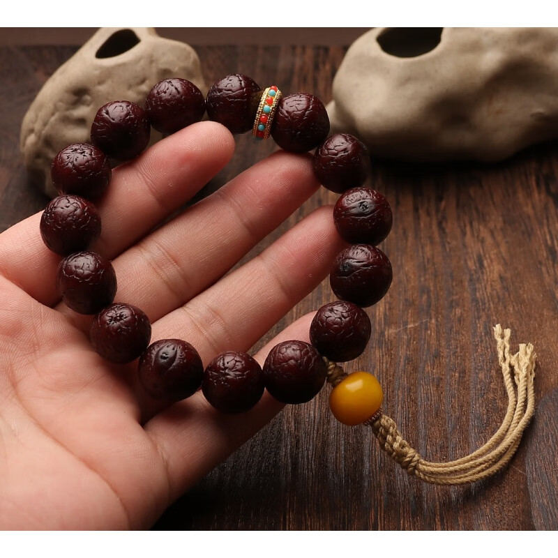 铂甄(bozhen)凤眼菩提手串尼泊尔黄皮子玉华手持佛珠文玩男女款包浆原