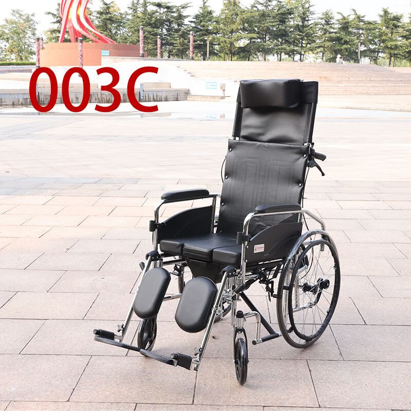 多功能可躺带便盆便携手推车老人老年家用轮椅 全功能全躺防锈电镀