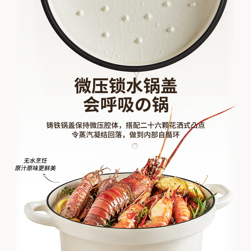 亿德浦（YIDPU）铸铁珐琅电饭煲家用4L电饭锅大容量智能保温煮饭锅 米白色 4L