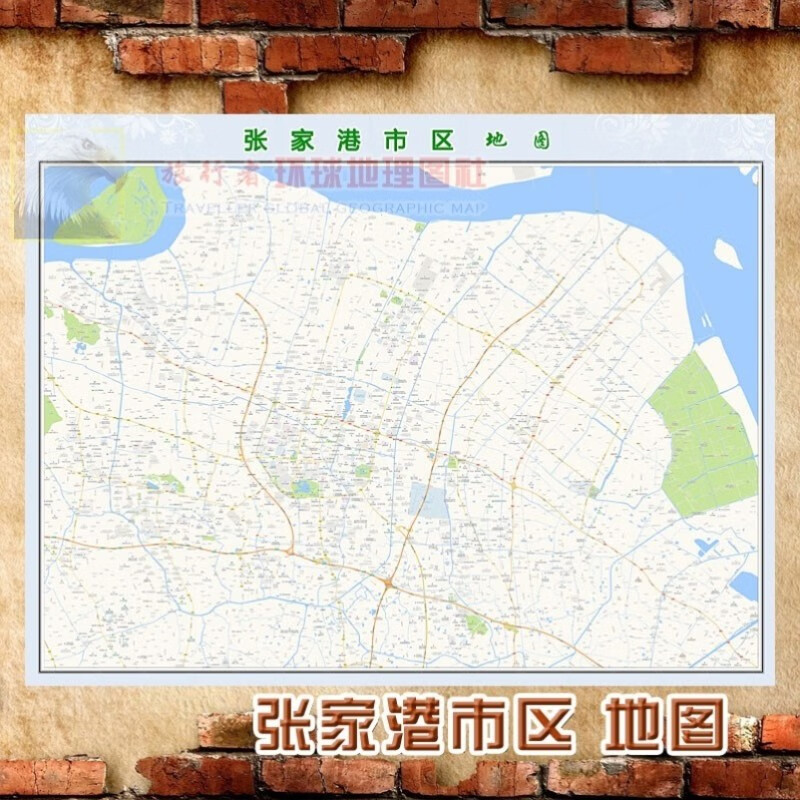 超大巨幅 张家港市区地图订制定做 城市城区海报2023新版装饰画芯