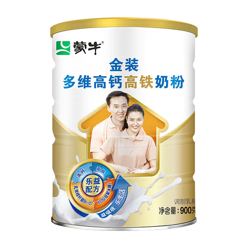 蒙牛（MENGNIU）金装多维高钙高铁奶粉900g罐装 男女士学生中老年全家营养早餐 900g罐装
