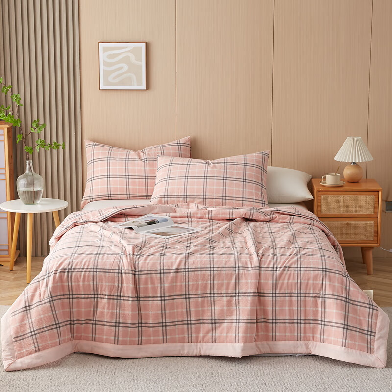 CIBOAKIEIG100%新疆棉空调被A类夏凉被薄被子可水洗夏季单双人被芯可机洗 乔南—粉 150*200cm