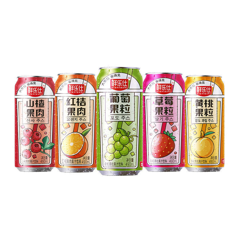 食芳溢好益多果粒果汁饮料葡萄草莓黄桃山楂果肉饮品490ml多口味大瓶