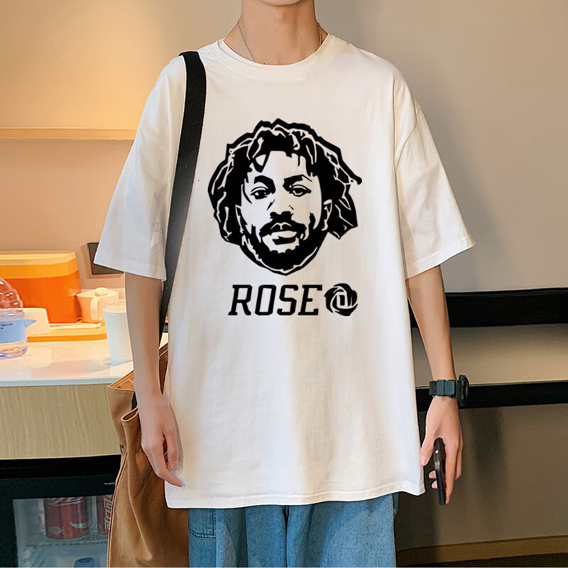 木南飞港风罗斯头像短袖t恤男ins潮牌宽松圆领纯棉上衣