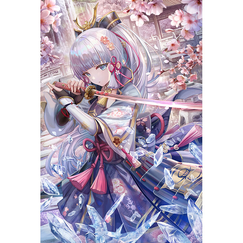 妲海报动漫周边二次元超大自粘定制墙贴纸装饰画 神里绫华11 60x90cm