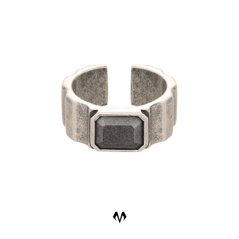 BABAMA【丁禹兮同款】野木齿轮戒指男开口戒女情侣对戒生日礼物 【古银水泥】53mm