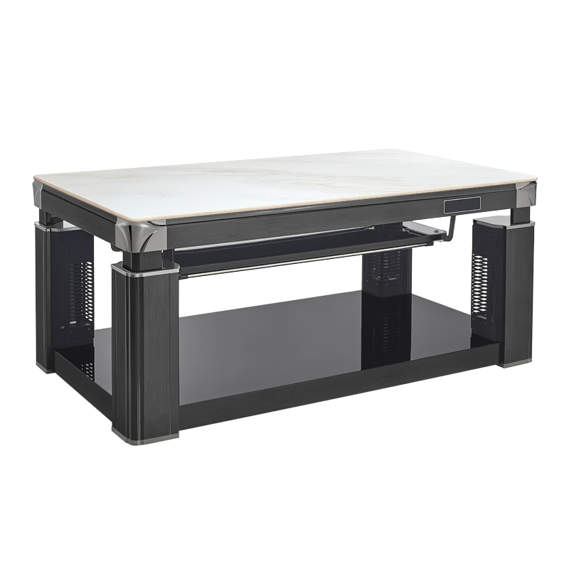 一均牌 取暖桌電暖桌電烤火桌電暖爐電暖升降茶幾電烤桌取暖茶幾烤火爐家用長(zhǎng)方形電爐茶幾暖餐桌通達(dá)風(fēng) C3L瑞貝卡灰?guī)r板語(yǔ)音磁爐升降 138*80CM