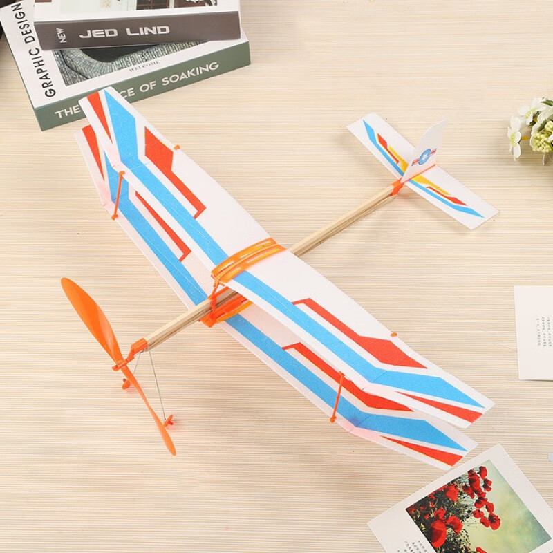 佩纳德天驰双翼橡筋动力飞机模型航模橡皮筋拼装滑翔机学校比赛专用 双翼天驰（颜色随机）