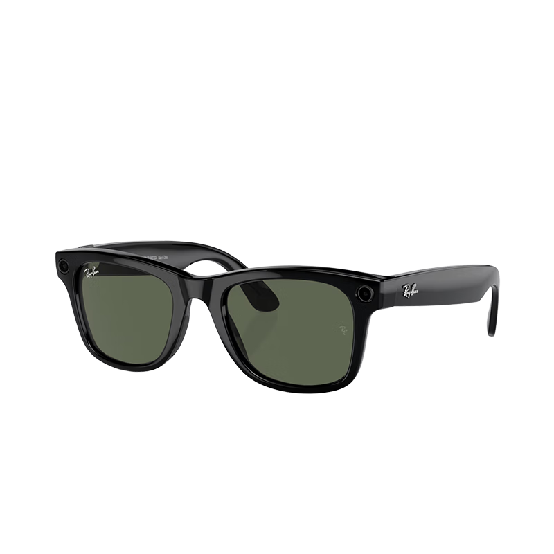 雷朋（RayBan）META WAYFARER AI無線藍牙智能眼鏡 超廣角 語音控制 智能太陽眼鏡 亮黑鏡框墨綠鏡片L號