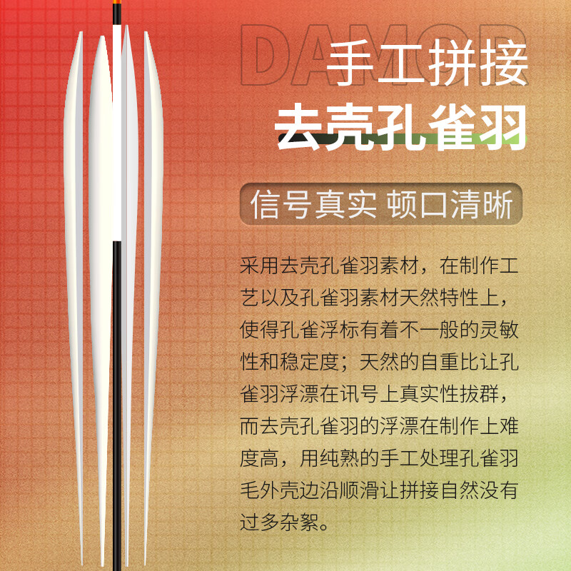 达摩 浮漂KC24孔雀羽毛鱼漂加粗长身快入水高灵敏鲫鲤罗非钓鱼浮标 达摩KC24常规细尾 3#