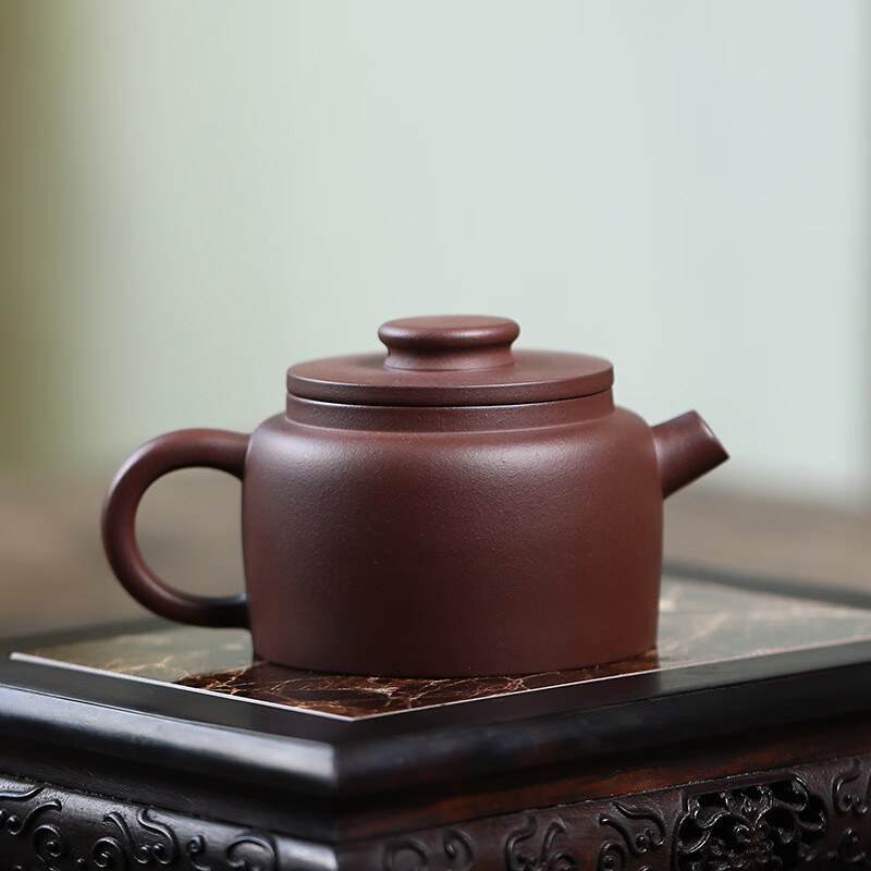 球孔出水正宗宜兴全纯手工紫砂壶紫泥巨轮珠家用单人功夫茶具 炮嘴