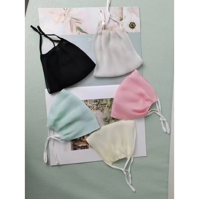 真丝防晒口罩女防紫外线桑蚕丝口罩真丝面纱防晒面罩夏季百搭薄款透气女士可清洗遮脸 浅灰