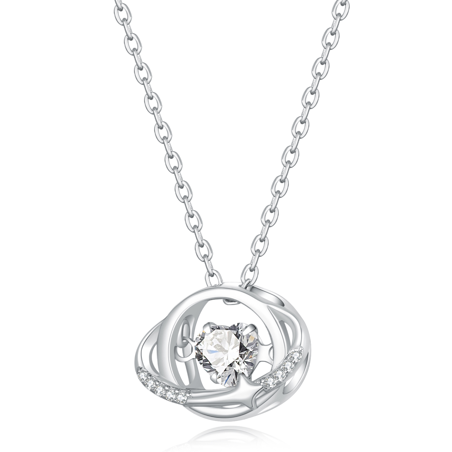 惟灵原创星河之心项链S925纯银轻奢【生日女生新年礼物】送女朋友闺蜜 星河之心项链+纯白礼盒-白色款