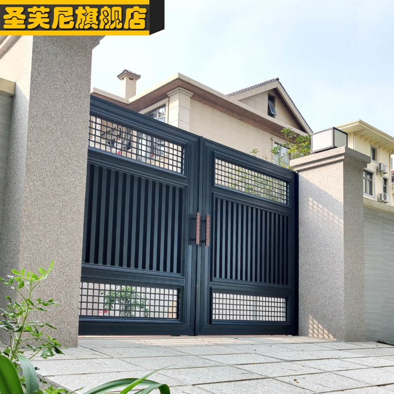 圣芙尼 铝艺门别墅庭院大门自建房电动对折叠平移开门小门 来图定制