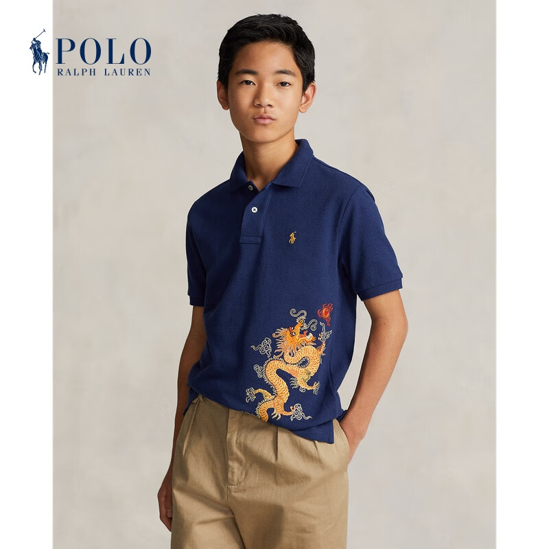 lauren 拉夫劳伦 男童 24年早春短袖棉质polo衫rl41092 400-深钴蓝色