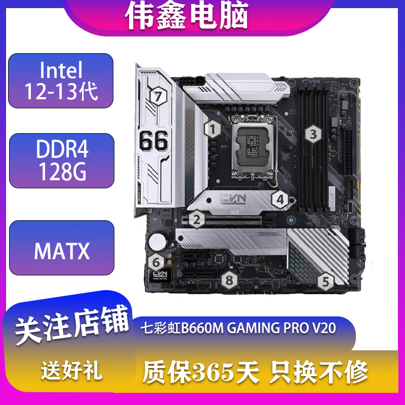七彩虹 技嘉 华硕H610 B660 Z690 Z790二手主板支持Intel12 13 14代U 七彩虹B660M GAMING PRO V20