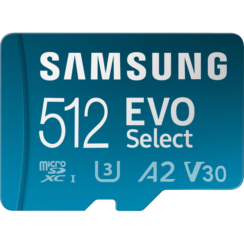 三星（SAMSUNG） 512GB MicroSDXC存储卡含适配器 U3A2V30 C10 读写160MB/s 4K高清录制 手机相机平板游戏机通用