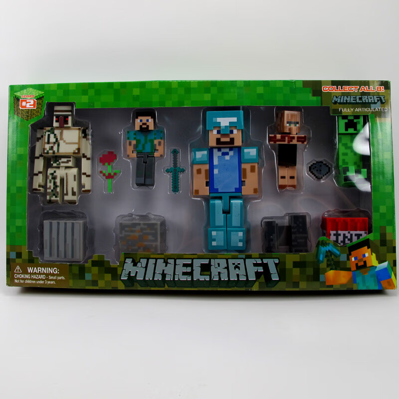 史蒂夫可动发光发声玩具公仔儿童节礼物 钻石套装史蒂夫12件