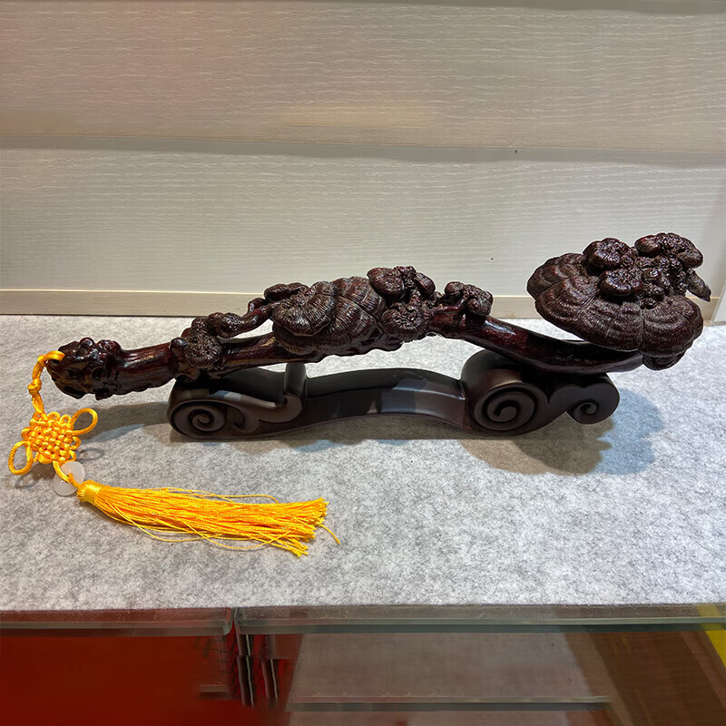 神至 紫檀龙纹如意 小叶紫檀如意摆件工艺品木雕九龙sn4918 精雕