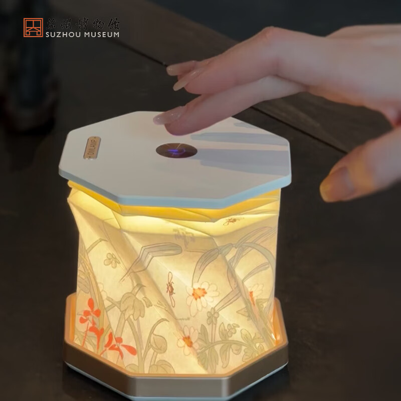 苏州博物馆百卉含英旋转灯卧室灯氛围灯可折叠原创夜灯礼品生日礼物送女生 百卉含英旋转灯