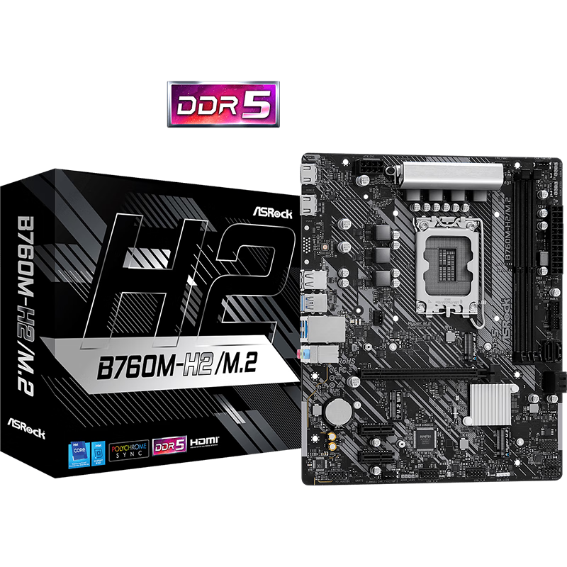 華擎（ASRock）H610 B760  DDR4 DDR5 主板 可搭配英特爾12/13/14代  12400 13400F 13400F 1440F等 主板CPU套裝 B760M-H2/M.2 D