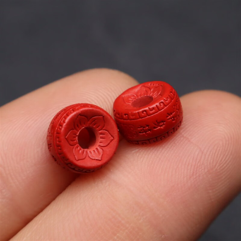 妙聚福朱砂砂红砂六瓣莲花护身符隔片 卡子隔圈鼓珠散珠手串配饰 9*