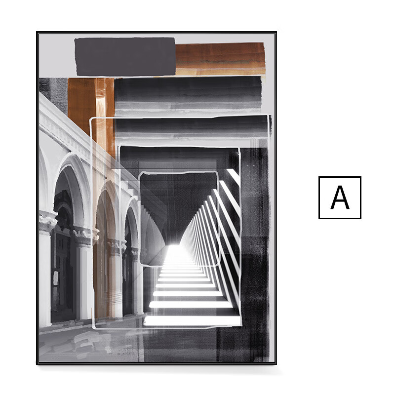 睿爸北欧建筑装饰画玄关哥特式走廊过道样板房壁画工业风酒店组合挂画