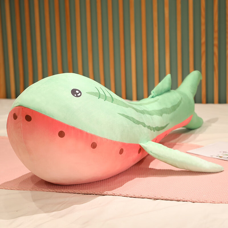 旋瓦辛德搞怪鲨瓜抱枕公仔鲨鱼西瓜表情毛绒玩具傻瓜玩偶女生睡觉床上