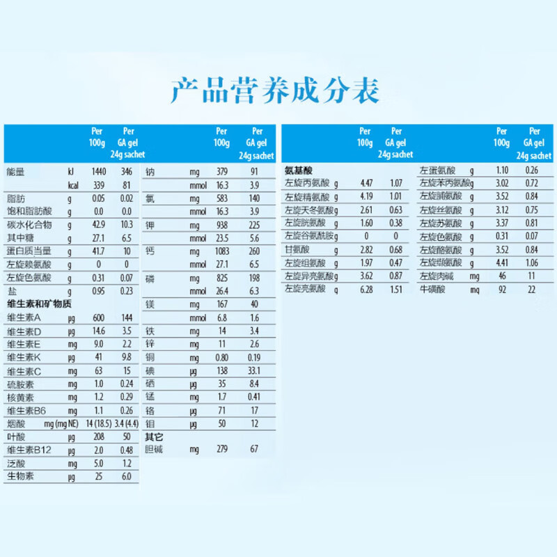 雀巢Vitaflo GA 啫喱蛋白粉戊二酸尿症I型 营养粉  30袋*1盒 【GA gel】