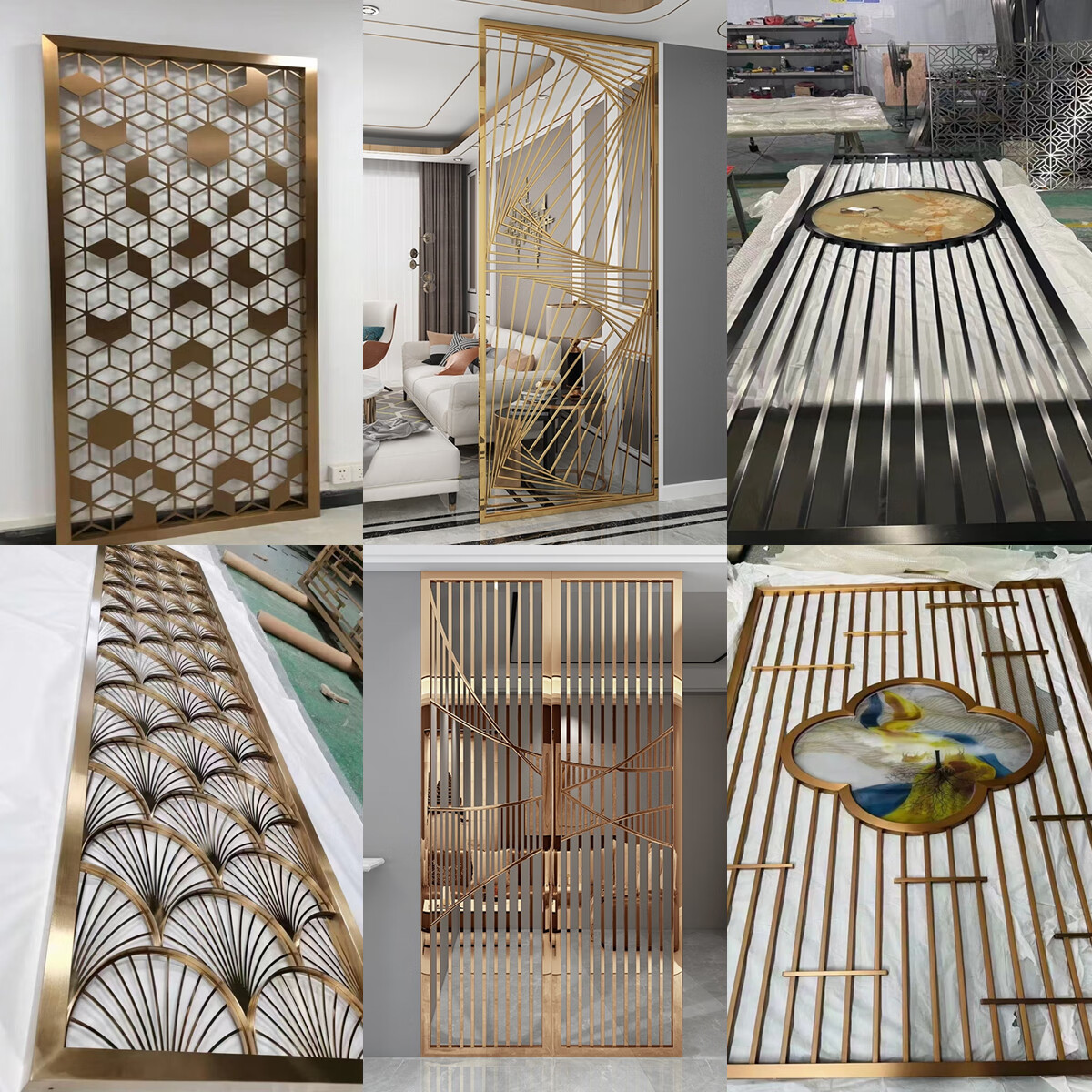 梵晟不锈钢激光镂空雕花客厅屏风ktv酒店大门装饰隔断花格中式铝屏风