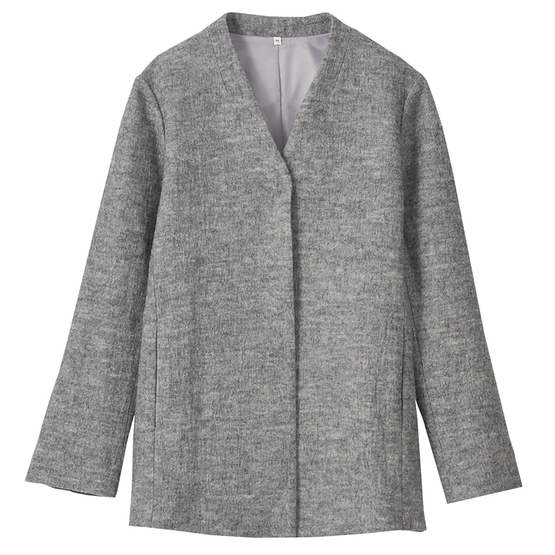 无印良品 MUJI 女式 法国羊毛混针织 夹克衫 外套 灰色 M