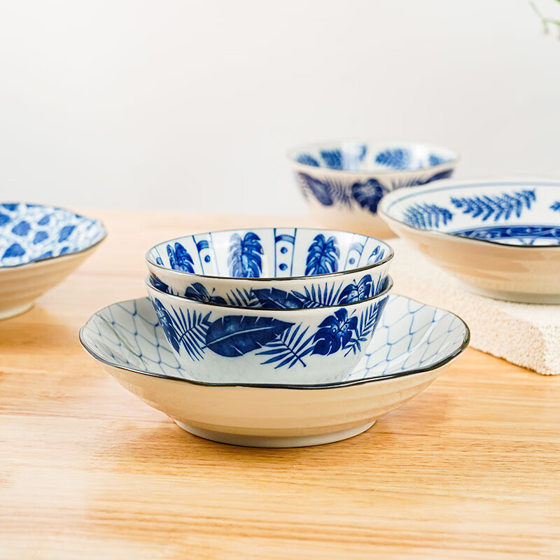 美浓烧(Mino Yaki)日式复古2023年新款古染蓝绘·好时光系列碗盘饭碗餐具套装 渔歌子小盘 【16.5cm*4.0cm】