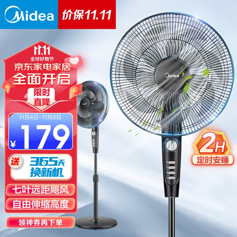 美的（Midea）电风扇 家用风扇 落地扇 7叶/3叶可选 远距强风电扇 立式轻音节能可定时降温 黑色机械款 【风速309m/min】35MA怎么看?