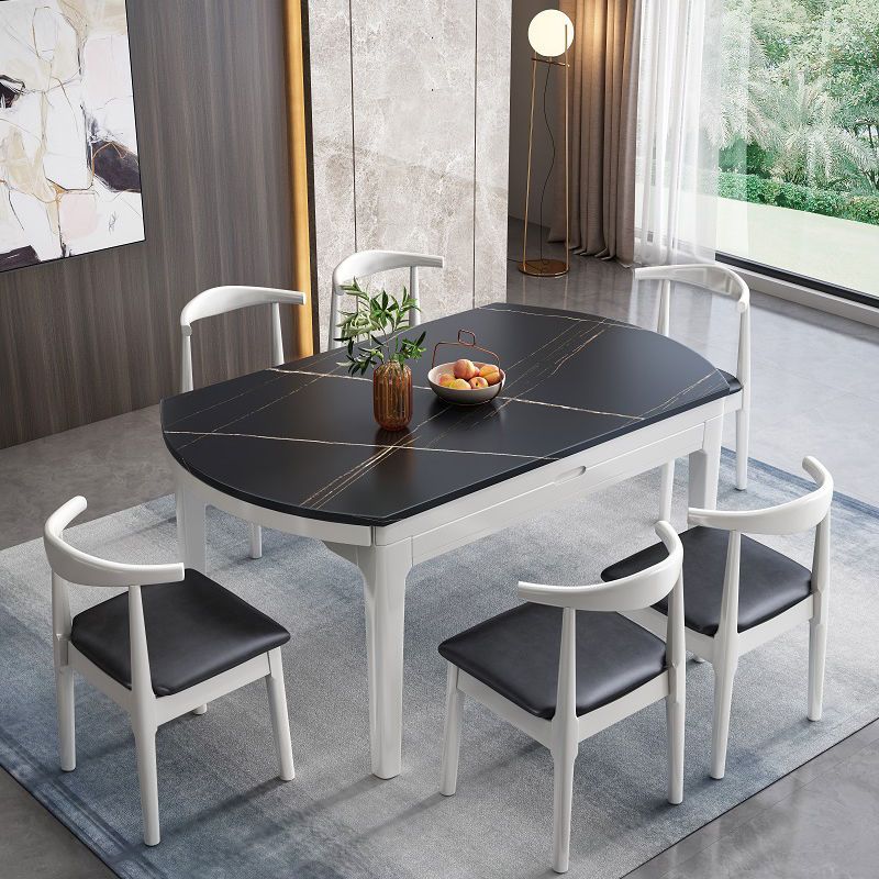诗酌岩板餐桌椅组合现代简约家用小户型可伸缩折叠实木方圆两用饭桌子