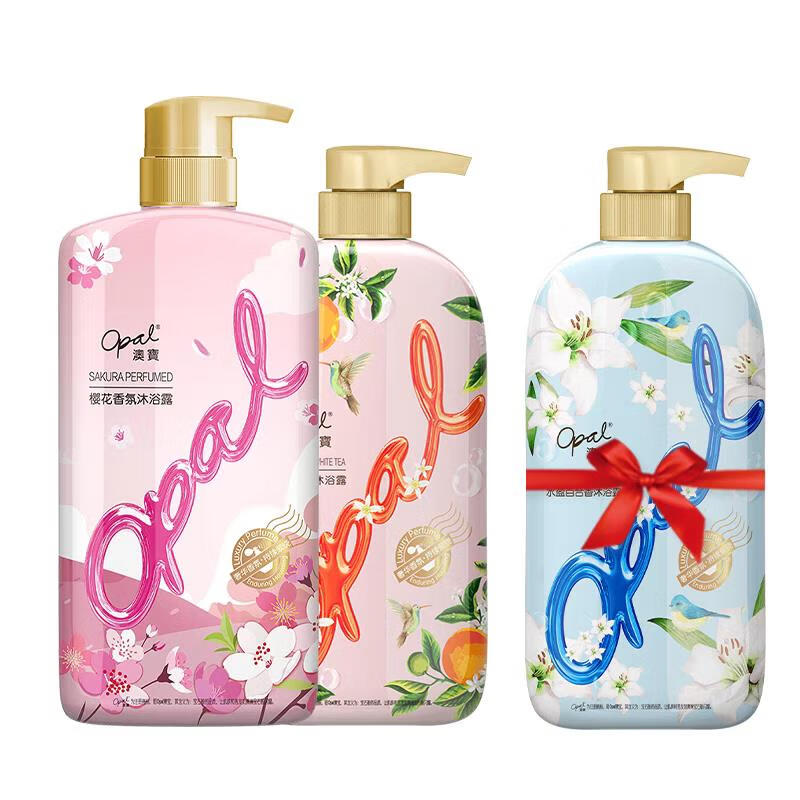 映棠澳宝沐浴露3瓶家庭装花园蜜语留香男女士滋润保湿补水沐浴乳液 樱花600ml橙花500ml百合500ml