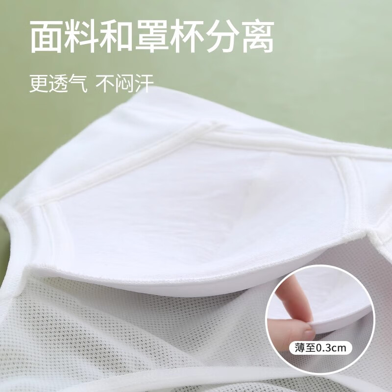 猫人(MiiOW)初高中学生少女文胸二三阶段发育期内衣运动防震夏季薄款背心 白色+白色 【7A抗菌 透气不闷】 75/M 【推荐体重60-85斤】